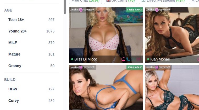Seitenleiste mit Filtern auf der BabeStation-Startseite.